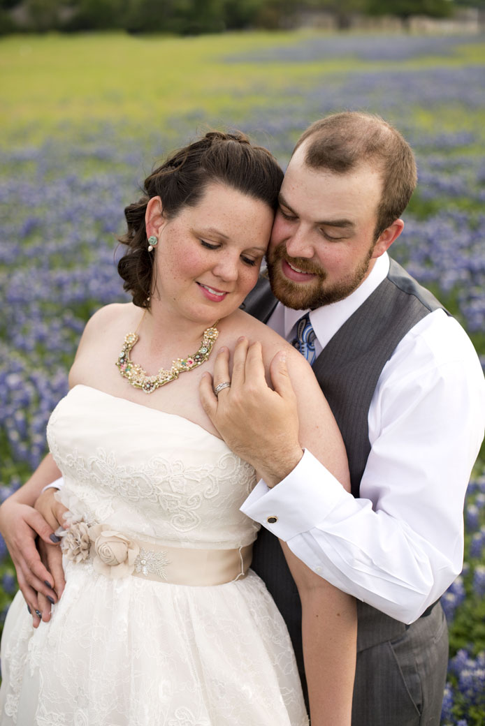 bluebonnets with bride