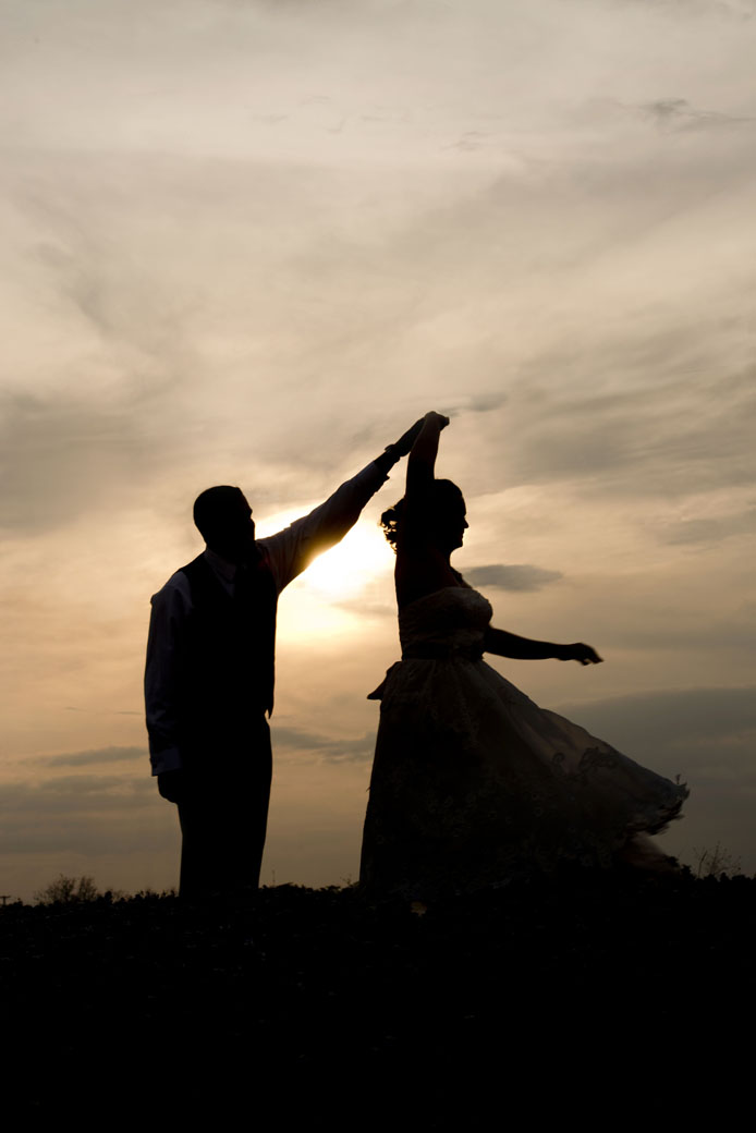 sunset silhouette austin wedding